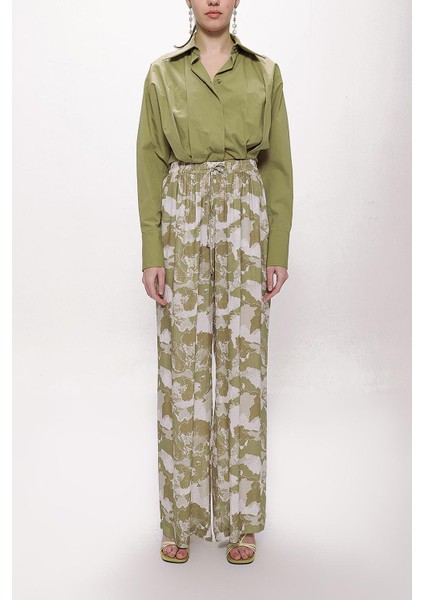 Bej Beli Lastikli Bol Kesim Pantolon 41623 fiyatları