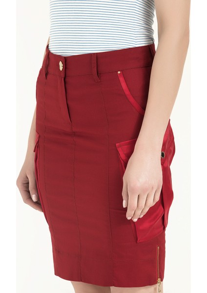 Bordo Ipek Kumaş Mixli Dar Kesim Etek 80552 modelleri