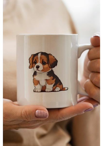 Minik Köpek Yavrusu Baskılı Premium Kupa Bardak