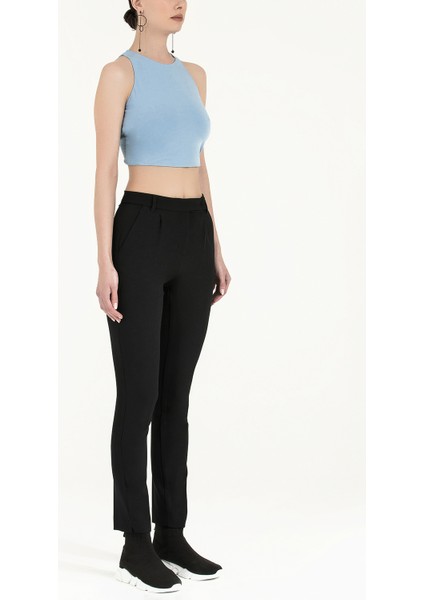 Siyah Yandan Cepli Boru Paça Pantolon 41265