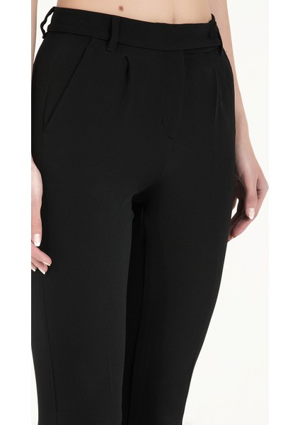 Siyah Yandan Cepli Boru Paça Pantolon 41265