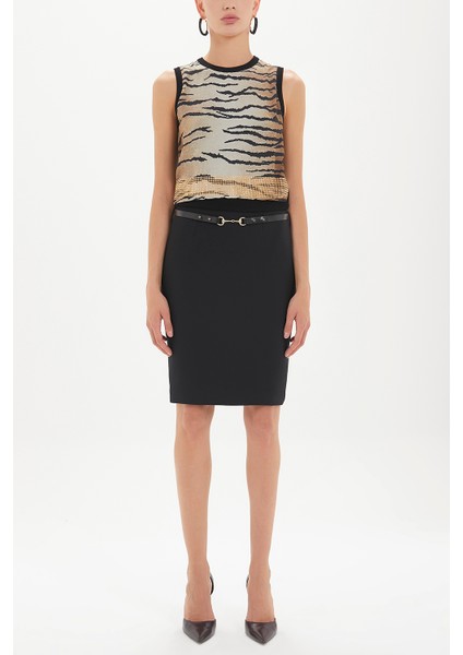 Siyah Deri Kemerli Kalem Etek 80612