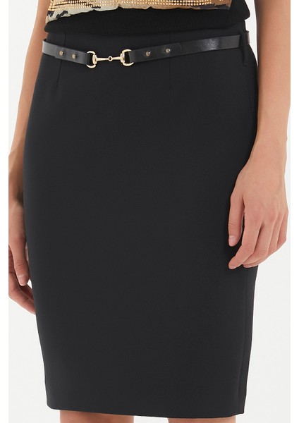 Siyah Deri Kemerli Kalem Etek 80612 modelleri