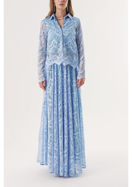 Mavi Dantel Gömlek 10825 fiyatları