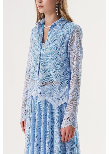 Mavi Dantel Gömlek 10825 fırsatları