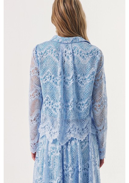 Mavi Dantel Gömlek 10825 indirimleri