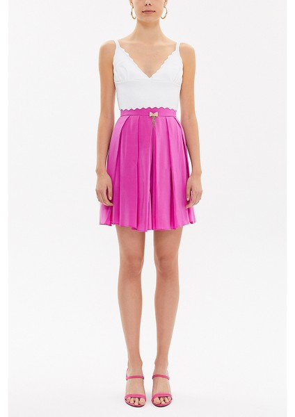 Fuşya Bol Kesim Pilili Etek 80414