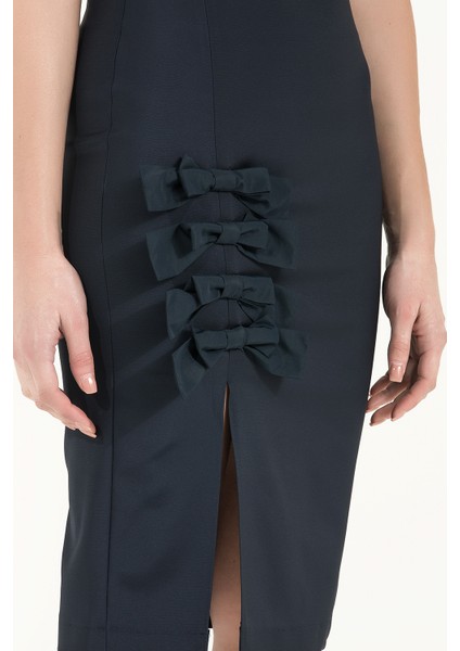 Lacivert Fiyonk Aksesuarlı Kalem Etek 80997 modelleri