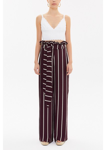 Mor Yüksek Bel Bol Kesim Pantolon 41302