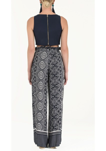 Lacivert Yüksek Bel Bol Kesim Pantolon 41302 fırsatları