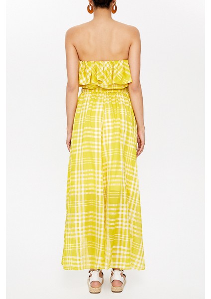 Asit Sarı Straplez Belden Bağlamalı Elbise 93116 fırsatları