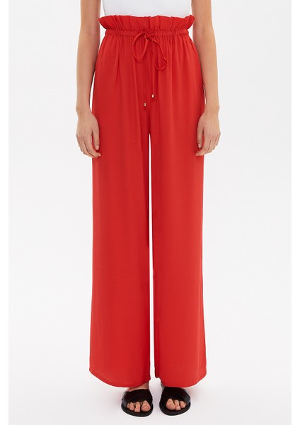 Kırmızı Bol Kesim Beli Lastikli Pantolon 41369 fiyatları