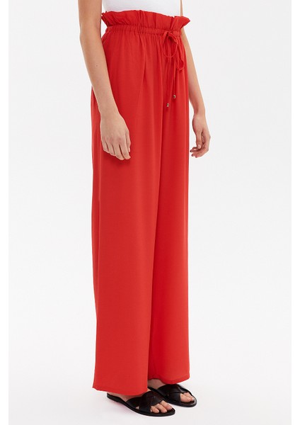 Kırmızı Bol Kesim Beli Lastikli Pantolon 41369 modelleri
