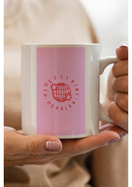 Hedeflerine Odaklan Baskılı Premium Kupa Bardak