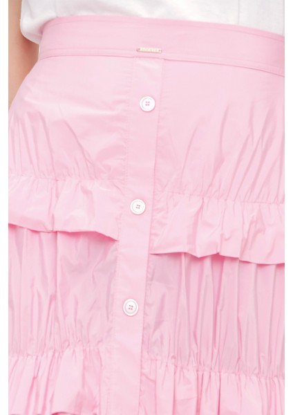 Pembe Büzgülü Kat Kat Etek 81168