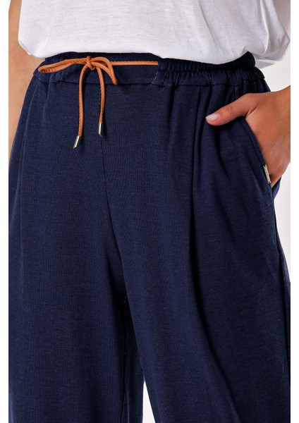 Mavi Lastikli Bol Kesim Pantolon 41348