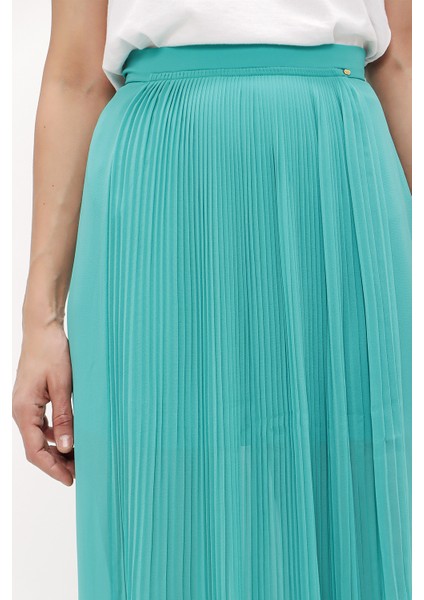 Su Yeşili Piliseli Şifon Etek 80513 fırsatları