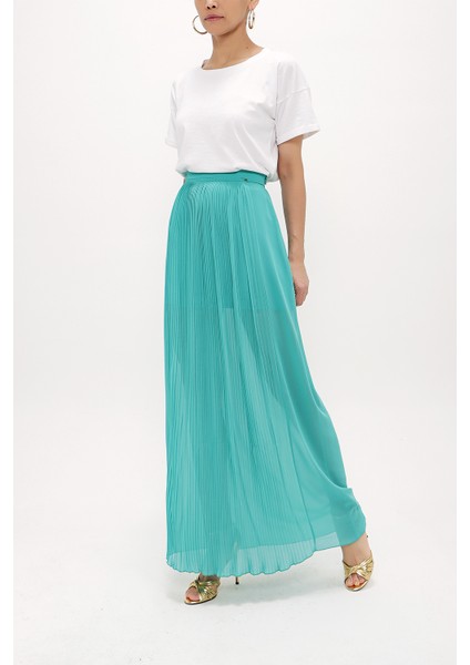 Su Yeşili Piliseli Şifon Etek 80513 indirimleri