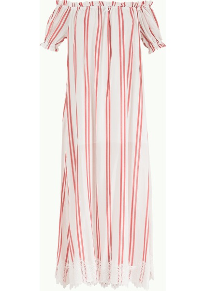 Kırmızı Düşük Omuzlu Lastikli Uzun Elbise 92355 indirimleri