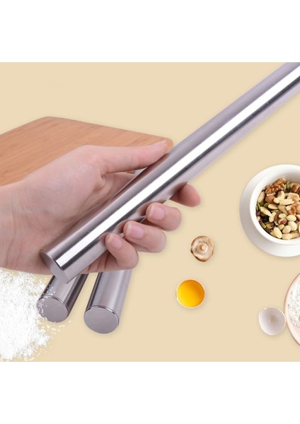 Masterchef Sağlam Büyük Paslanmaz Çelik 32 cm Metal Oklava Hamur Açma Aparatı Sofra Mutfak 3cm Çap fiyatları