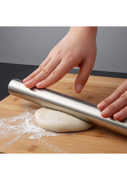 Masterchef Sağlam Büyük Paslanmaz Çelik 32 cm Metal Oklava Hamur Açma Aparatı Sofra Mutfak 3cm Çap modelleri
