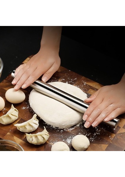 Masterchef Sağlam Büyük Paslanmaz Çelik 32 cm Metal Oklava Hamur Açma Aparatı Sofra Mutfak 3cm Çap fırsatları