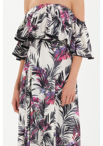 Desenli Yüksek Bel Pilili Etek 81018