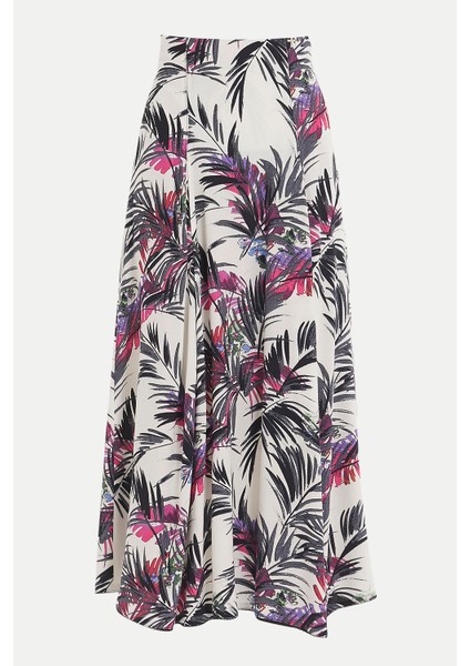 Desenli Yüksek Bel Pilili Etek 81018