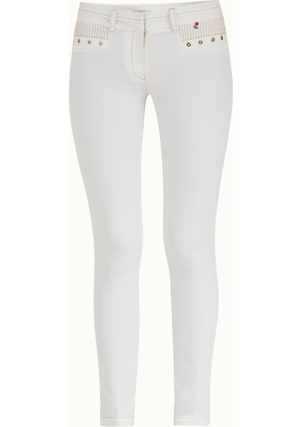 Beyaz Dar Kesim Pamuk Pantolon 40679