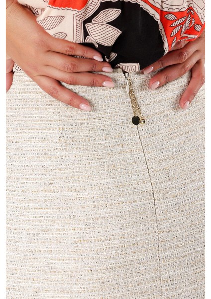 Ekru Keten Mini Etek 80523 indirimleri