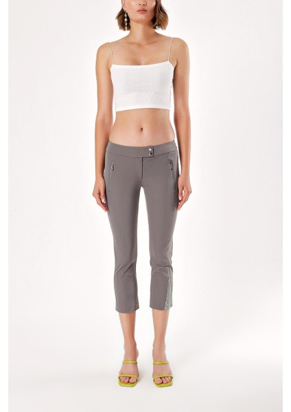 Gri Dar Kesim Capri Pantalon 40729 fiyatları