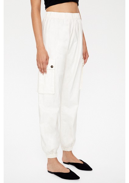 Bej Kargo Cepli Keten Pantolon 41301 modelleri