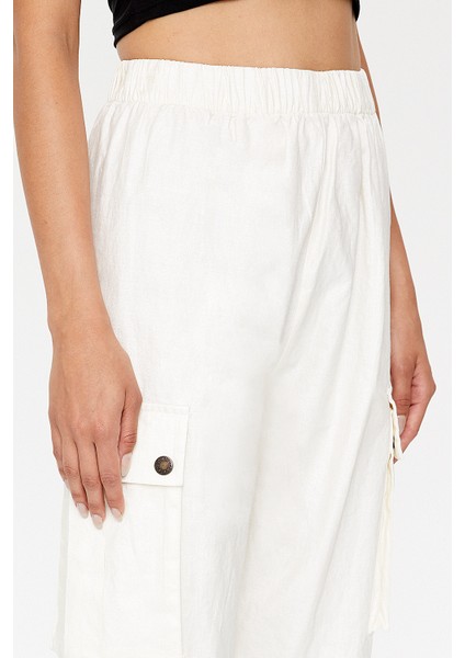 Bej Kargo Cepli Keten Pantolon 41301 fırsatları