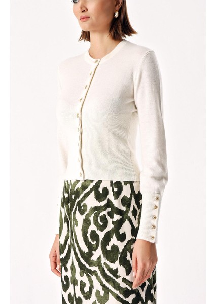 Ekru Beli Oturan Ribanalı Kısa Örme Hırka 28840 fiyatları