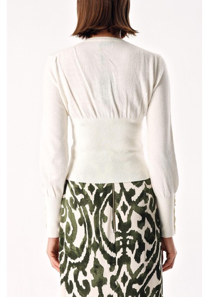 Ekru Beli Oturan Ribanalı Kısa Örme Hırka 28840 modelleri