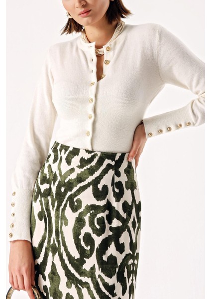 Ekru Beli Oturan Ribanalı Kısa Örme Hırka 28840 fırsatları