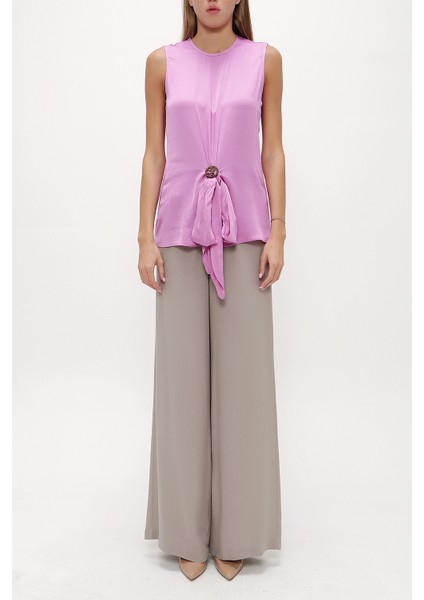 Lila Metal Aksesuar Detaylı Bluz 19753