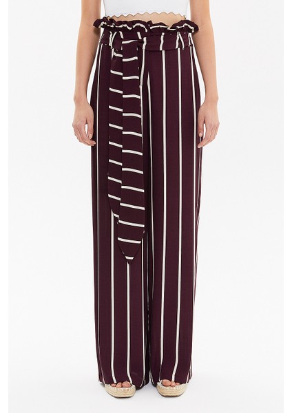 Mor Yüksek Bel Bol Kesim Pantolon 41302 fiyatları