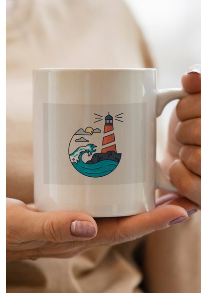 Deniz Feneri Baskılı Premium Kupa Bardak