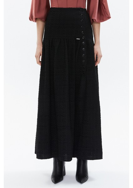 Siyah Düğme Detaylı Uzun Etek 81142 fiyatları