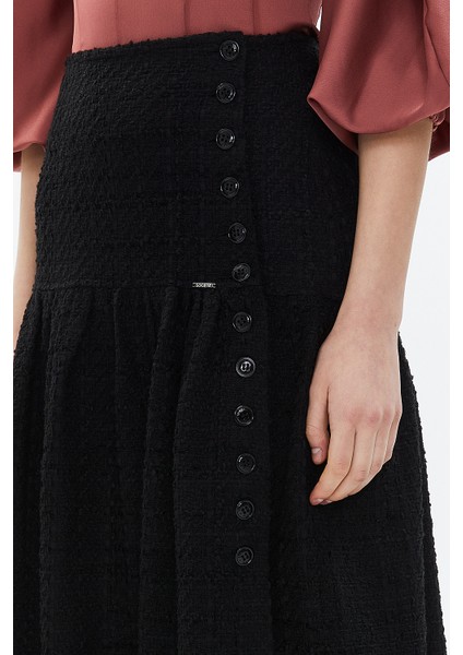 Siyah Düğme Detaylı Uzun Etek 81142 fırsatları