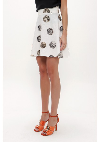 Ekru Baskılı Kloş Etek 80718 modelleri