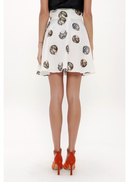 Ekru Baskılı Kloş Etek 80718 fırsatları