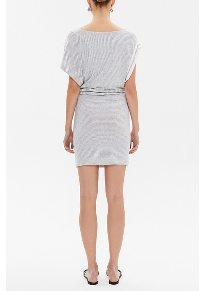 Gri Asimetrik Kesim Mini Elbise 90644 fırsatları