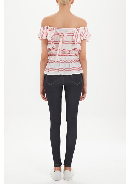 Kırmızı Düşük Omuz Büzgülü Bluz 19714 fırsatları