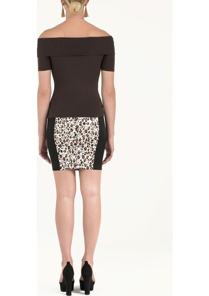 Kahve Düşük Omuz Örme Bluz 19477