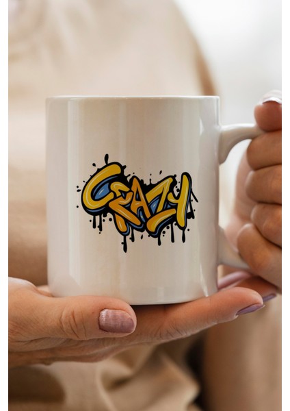 Crazy Baskılı Kupa Bardak