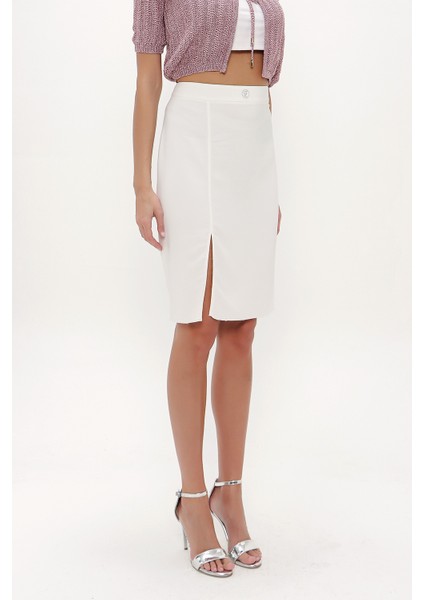 Ekru Yüksek Bel Kalem Etek 80629 fırsatları