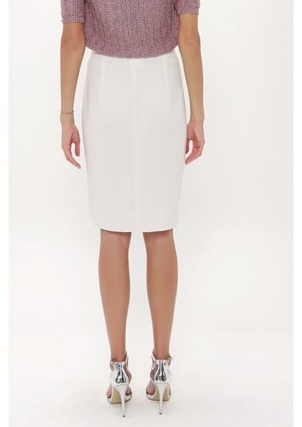 Ekru Yüksek Bel Kalem Etek 80629 indirimleri