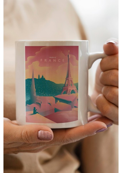 France Baskılı Premium Kupa Bardak